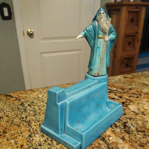 BLUE GANDOLF WIZARD CARD HOLDER CERAMIC WIZARDS FANTASY MYSTICAL Signed - Picture 2 of 12
